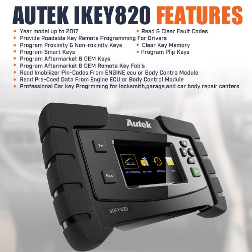 Original AUTEK IKEY820 Universal OBD Car Key Programmer No Need Soldering Support All Key Lost