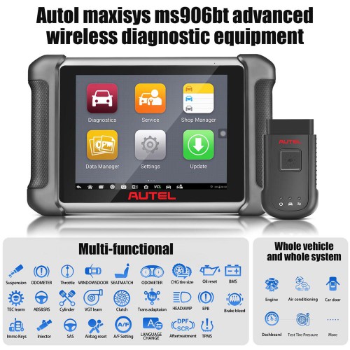 Autel MaxiSys MS906BT EU Version Advanced Wireless Diagnostic Devices and ECU Coding Tool Update Online One Year for Free