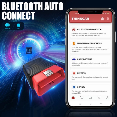 ThinkDriver ThinkCar 2 OBDII Bluetooth Vehicle Diagnostic Tool with Free Software for 3 Car's VIN PK Autel AP200