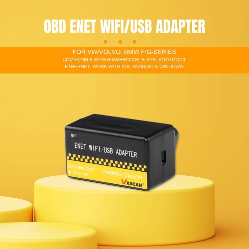 OBD ENET WIFI/USB Adapter DOIP For VW/VOLVO, BMW F/G-series, Compatible with BimmerCode, E-SYS, Bootmod3, Ethernet