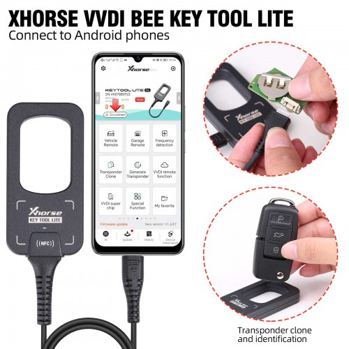 Xhorse VVDI BEE Key Tool Remote Maker Lite with 6pcs B5 Universal Remotes Work with Android Phones