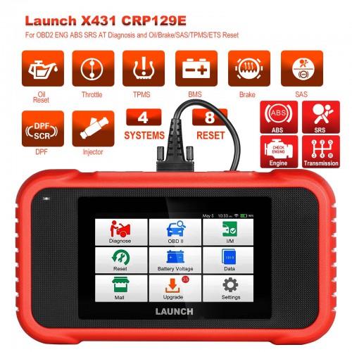 Launch X431 CRP129E OBD2 ENG ABS SRS AT Diagnostic Oil/Brake/SAS/TMPS/ETS Reset Creader 129E OBDII Code Reader Scanner Lifetime Free Update