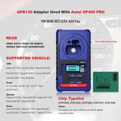 Autel APB130 VW MQB NEC35XX Add Key Adapter for Autel IM608 IM608 Pro and IM508 IM508S with XP400 PRO
