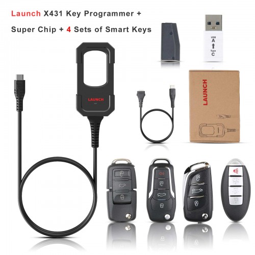 2024 Launch X431 Key Programmer Remote Maker + Super Chip + 4 Sets of Smart Keys Work With X431 IMMO Plus/ X431 IMMO Elite