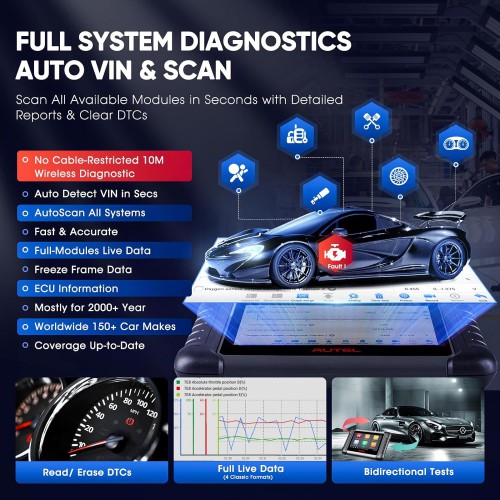 Autel MaxiCOM MK808Z-BT/MK808K-BT Android 11 Bi-Directional Car Diagnostic Scan Tool Support Active Test and Battery Testing Same As MK808BT PRO