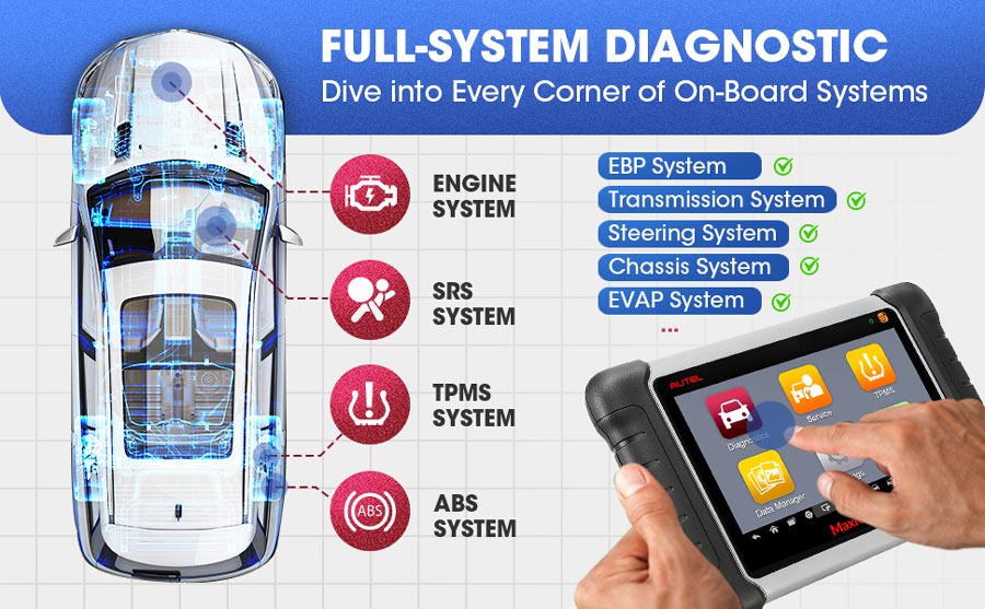 autel mk808ts full system diagnosis function