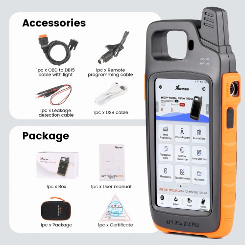 Xhorse VVDI Key Tool Max Pro Remote Generator With Built-in OBD & CAN FD Module Support ID48 96Bit Copy Battery Test TMPS Function