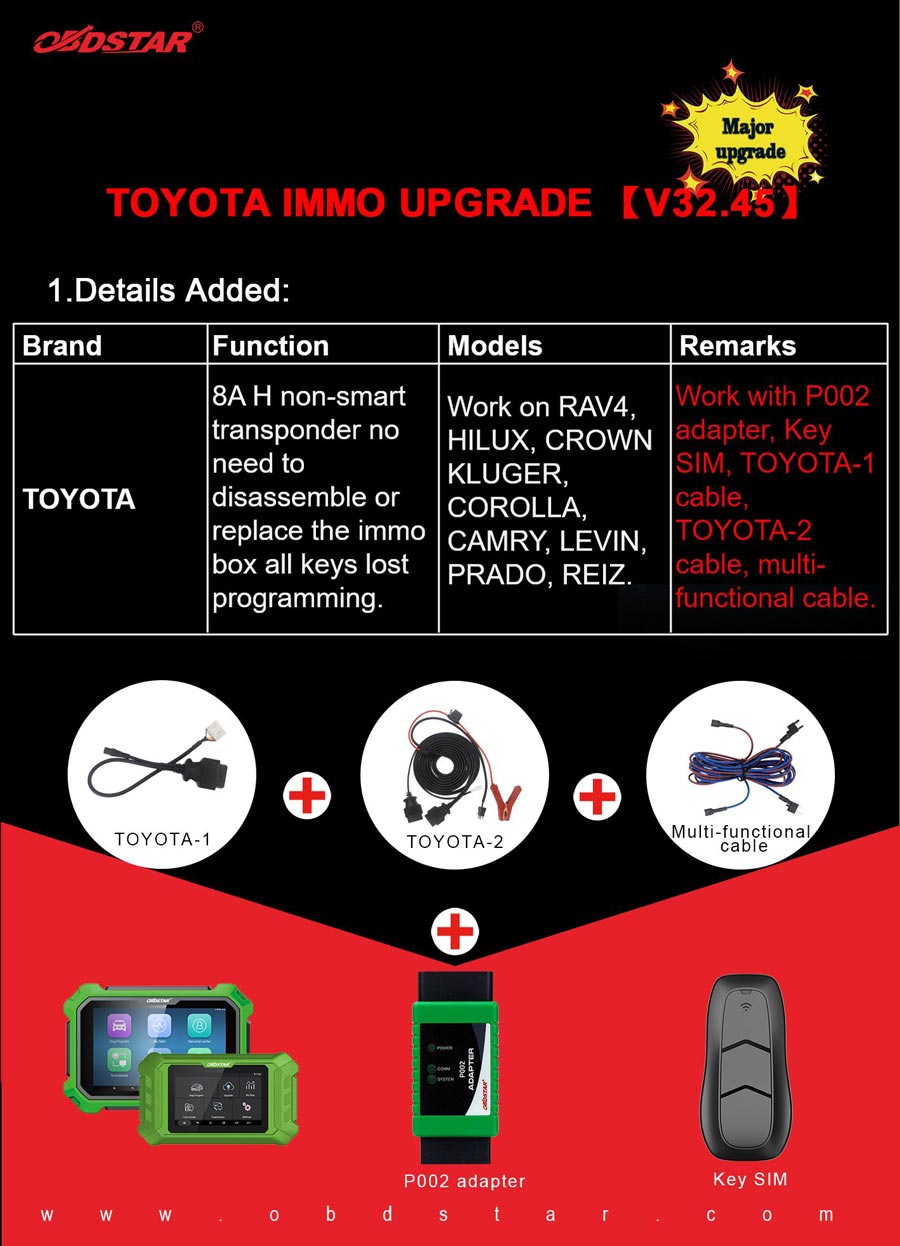 OBDSTAR X300 DP Plus Toyota IMMO Update