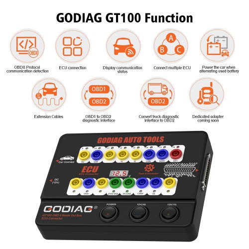 GODIAG GT100 OBDII Breakout Box OBD2 Protocol Detector 16PIN OBD2 ECU Connectors for Vehicle ECU Maintenance/Diagnosis/Programming/Coding