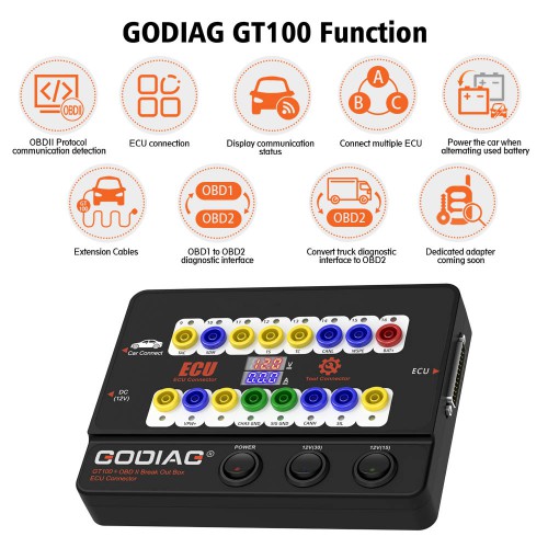 [EU/UK Ship]2021 New Version Godiag GT100+ GT100 Pro OBDII Breakout Box ECU Bench Connector with Electronic Current Display