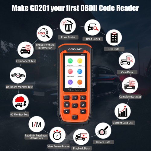GODIAG GD201 Full System All Makes OBDII Scanner with 29 Special Functions Lifetime Free Update