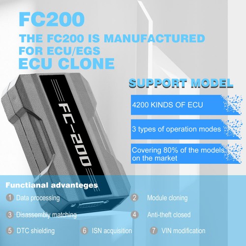 [EU Ship]V1.0.6.0 CG FC200 ECU Programmer ISN OBD Reader Full Version Support 4200 ECUs and 3 Operating Modes Upgrade of AT200
