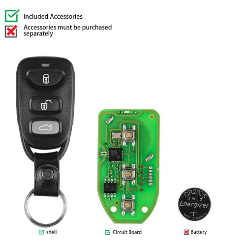 XHORSE XKHY00EN X007 Hyundai Style Universal Remote Key 3 Buttons for VVDI Key Tool 5 pcs/lot Get 25 Bonus Points for Each Key