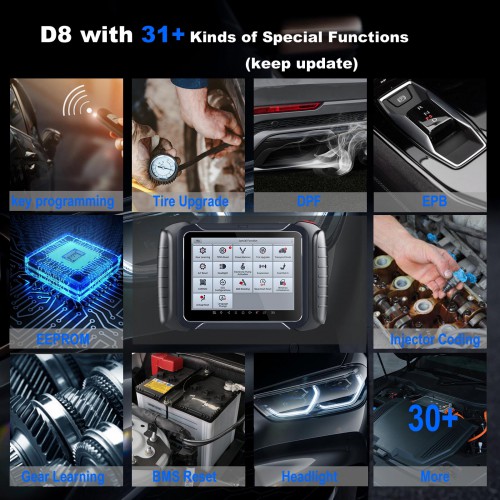 XTOOL D8 Professional Bi-Directional OBD2 Car Diagnostic Tool with ECU Coding/38+ Services/Key Programming
