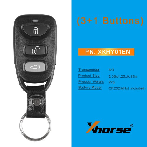 [EU Ship]Xhorse XKHY01EN Wire Universal Remote Key for Hyundai Type 3+1 Buttons 5pcs/lot
