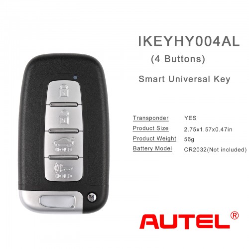 AUTEL IKEYHY004AL Hyundai, 4 Buttons Smart Universal Key