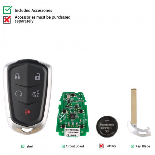 AUTEL IKEYGM005AL GM Cadillac 5 Buttons Universal Smart Key (Remote Start/ Trunk)