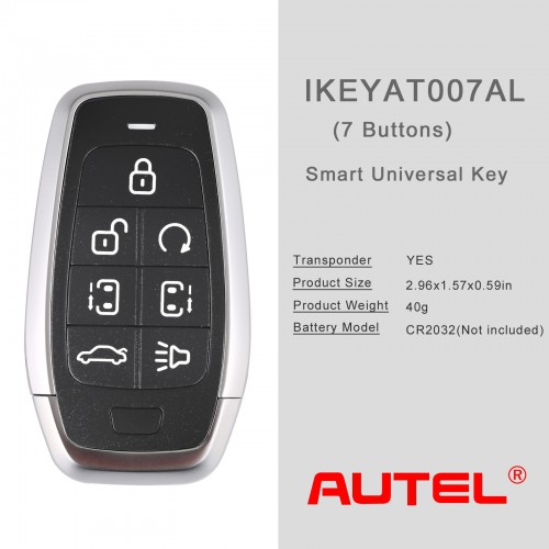AUTEL MAXIIM IKEY Standard Style IKEYAT007AL 7 Buttons Independent Smart Key (Remote Start/ Left Door/ Right Door)