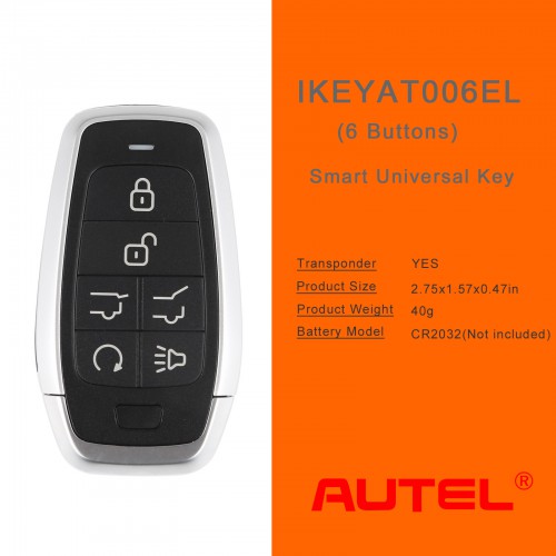 AUTEL IKEYAT006EL AUTEL  Independent, 6 Buttons Smart Universal Key