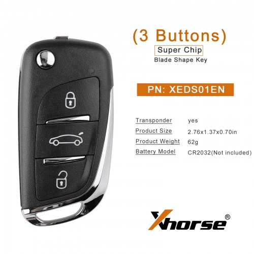 Xhorse XEDS01EN VVDI Super Remote Key DS Style 3 Buttons Built-in Super Chip for MINI Key Tool/VVDI2/Key Tool 5pcs/lot Get 40 Bonus Points