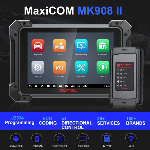Autel MaxiCOM MK908 II Advanced ECU Coding Bi-Directional Control OE-Level All Systems Diagnosis Tool Updated of MK908