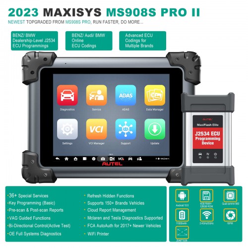 Autel MaxiSys MS908S Pro II All Systems Diagnostics Tool With J2534 ECU Programming ECU Coding Updated of MK908 Pro/MS908 Pro