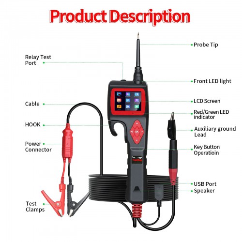 TOPDIAG P200 Smart Hook Probe Circuit Analyzer Tester Electrical System Relay/Diode/Injector Test PK Autel PowerScan PS100