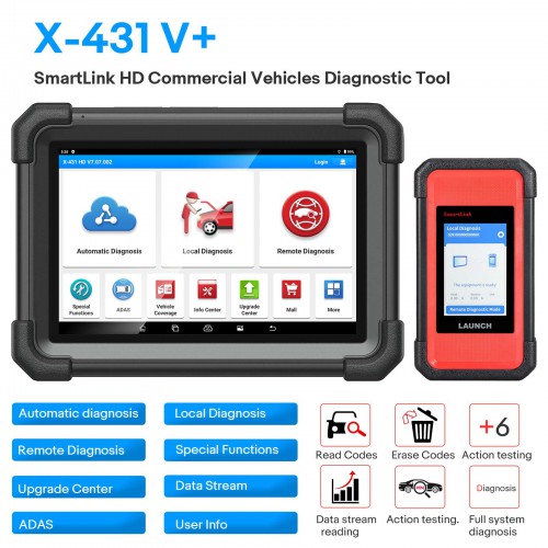 2024 Launch X431 V+ SmartLink HD Commercial Vehicle New HD3 Heavy Truck Diagnostic Scanner Automotive Diesel Machinery Bus Scan Tool