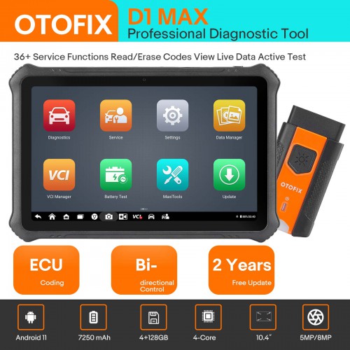 OTOFIX D1 Max Diagnostic Scanner Support 40+ Service Functions, ECU Coding, AutoVIN 2.0, FCA SGW Updated of Autel MS906BT/MK906BT