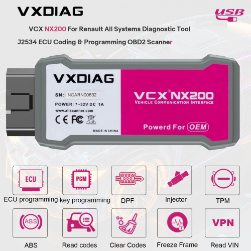 VXDIAG VCX NANO RVDIAG For Renault All Systems Diagnostic Tool J2534 ECU Coding & Programming OBD2 Scanner