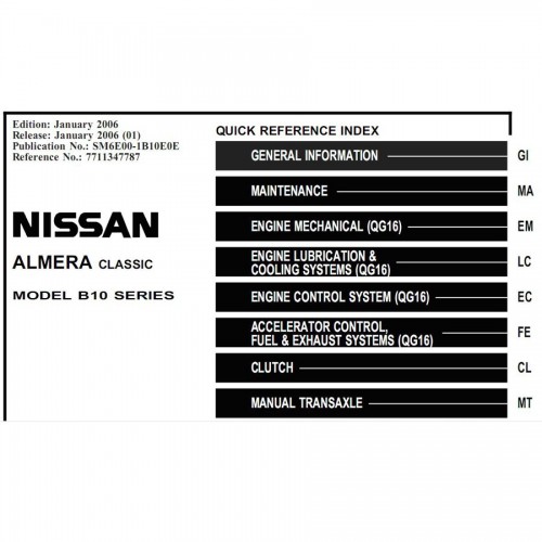 Electronic Service Repair Manual for Nissan