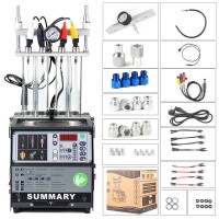 SUMMARY POWERJET GDI S4 Injector Cleaner & Tester Machine Kit Support for 220V Petrol Vehicles Motorcycle 4-Cylinder