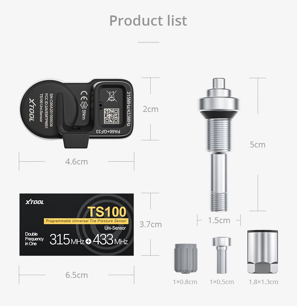 xtool-ts100-tire-pressure-sensor-package-list