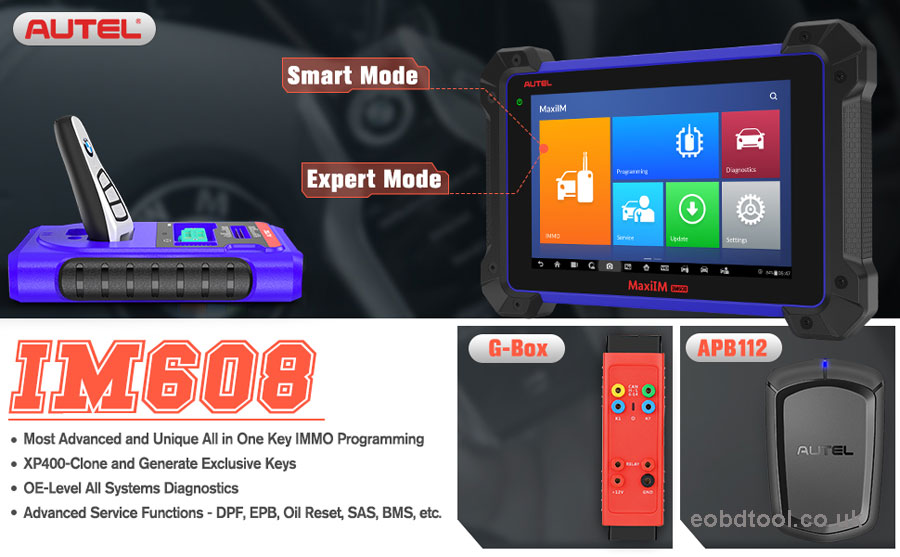 autel im608 with g box2 and apb112 smart key simulator