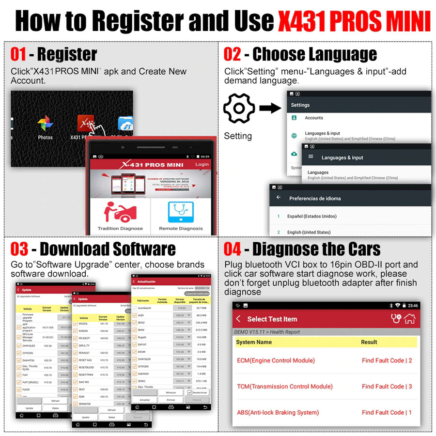 x-431 pros mini register